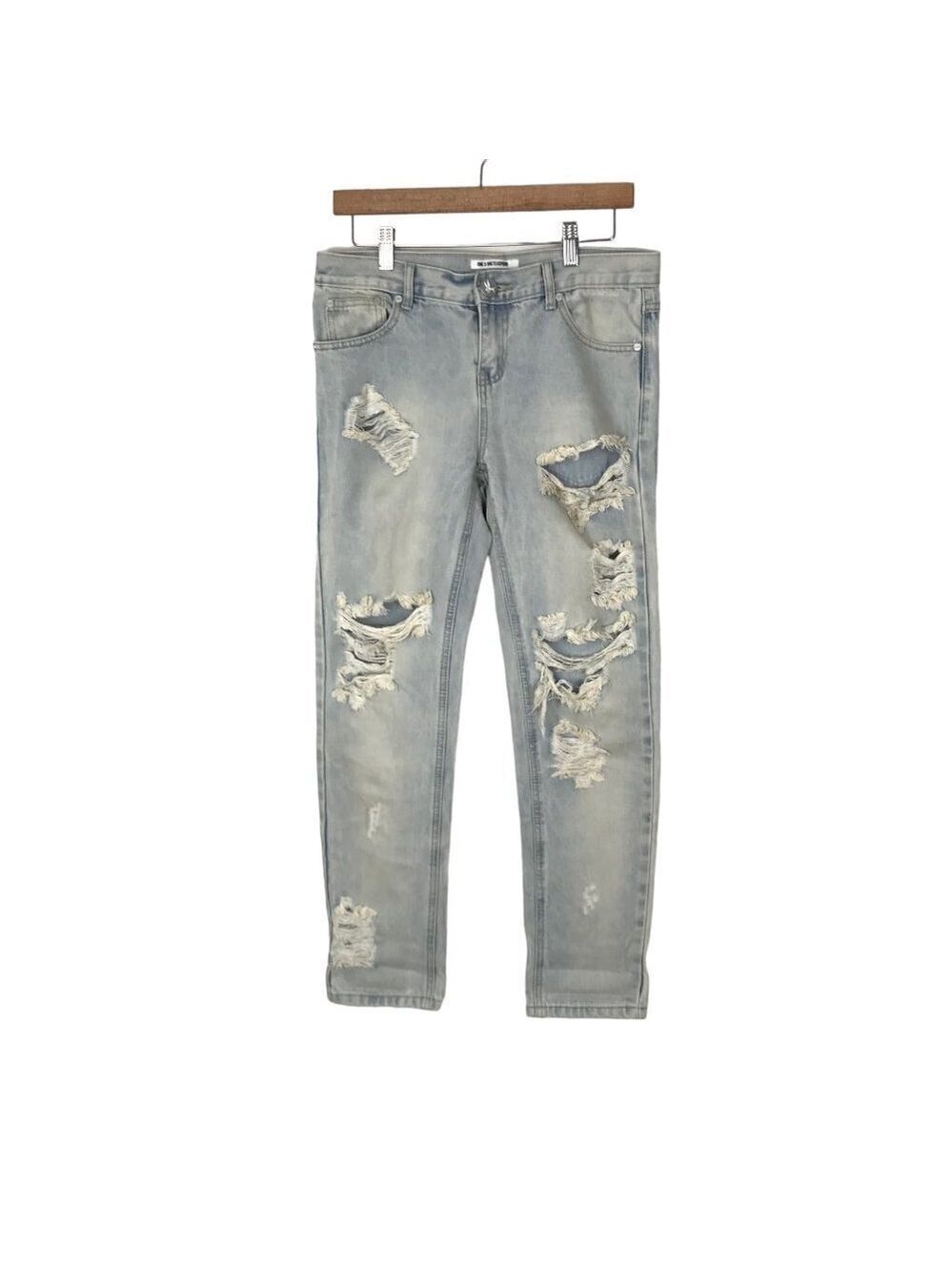 One X One Teaspoon Distressed Denim 5 Pocket Zip up Jeans Size 26